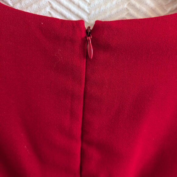 Calvin Klein Red Sleeveless Ruched Midi Sheath Dress Size 12 office Cocktail - Picture 5 of 7